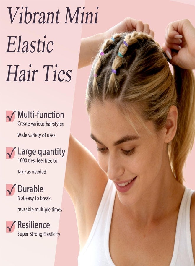 JIRIS 1000pcs Mini Hair Rubber Bands, Soft & Durable Plastic Elastic Hair Ties for Little Girls, Stretch Ponytail Ties for Kids Hairstyles and Braids - Image 2